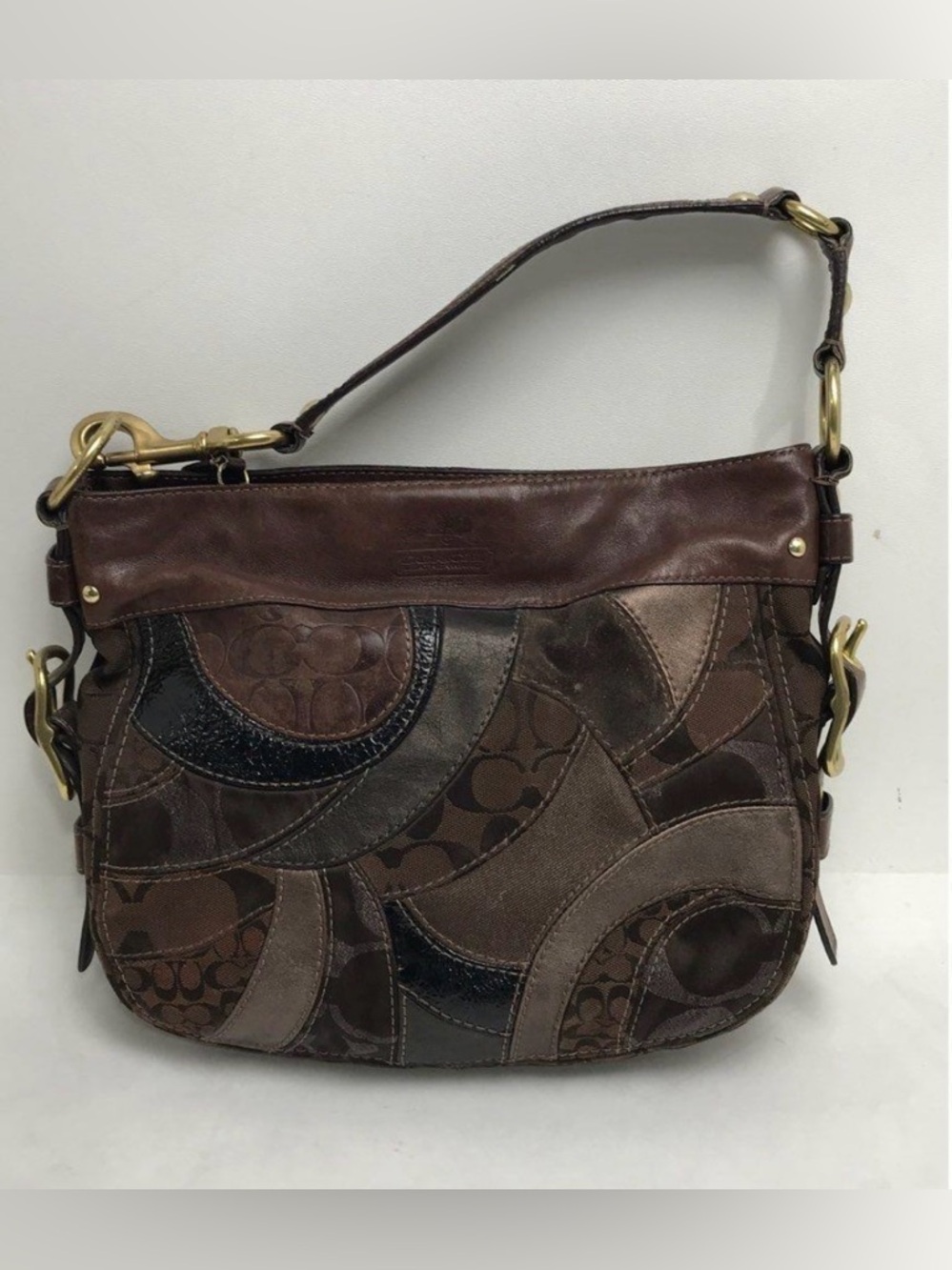 Coach Zoe Mosaic Leather Patchwork Hobo Shoulder Bag - Picture 2 of 7